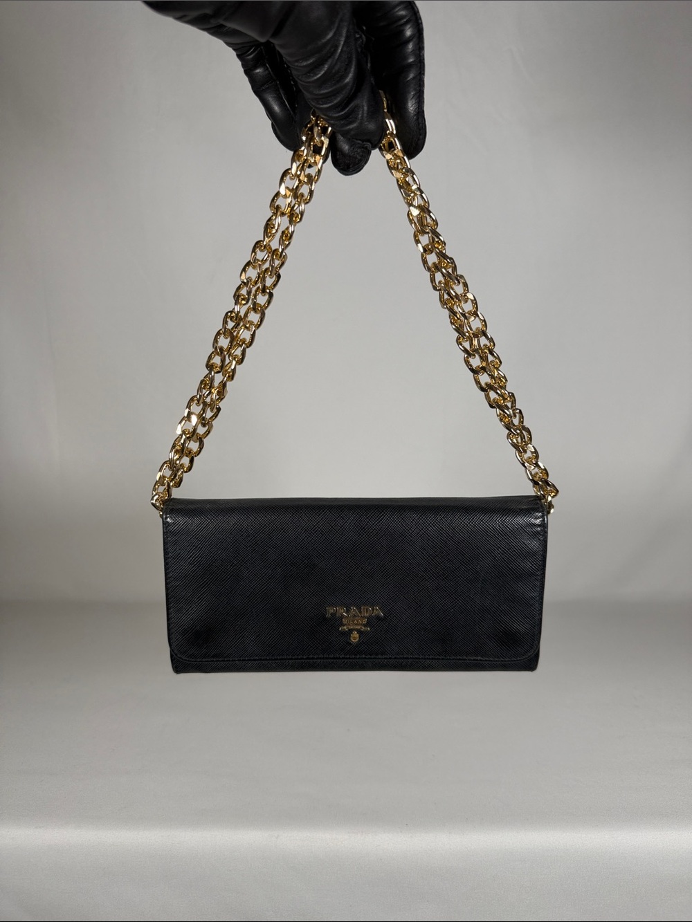 Authentic Prada Black Saffiano Leather Continental Wallet